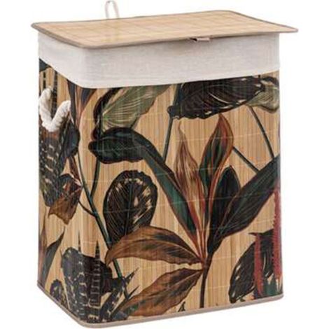 Five Simply Smart – Panier à linge en bambou 50L – Dimensions L. 41,5 x l. 30 x H. 50 cm – Multicolore – Accessoire décoratif et fonctionnel (1/5)