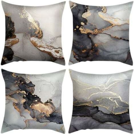 Set di 4 federe per cuscini, 45x45 cm, federe decorative per divano, camera da letto, poltrona, letto, giardino (effetto marmo)