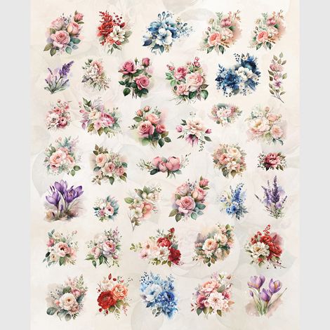 Sticker - Bouquets de fleurs - 14x20 cm