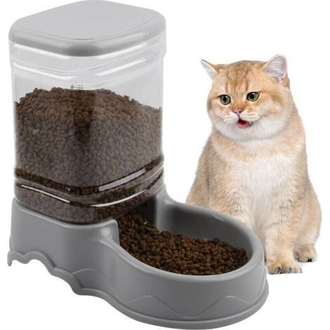 Distributeur Automatique de Croquettes Chat 3.5L Gamelle Détachable Nourriture Animaux Domestiques (1/4)