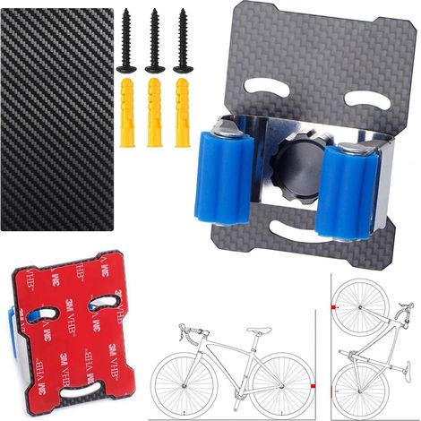 Support mural pour vélo, crochet de stationnement pour vélo de route, fixation murale avec sangles Velcro, pour garage, intérieur et extérieur (position verticale ou horizontale). (1/4)