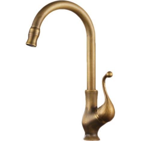 Mitigeur de lavabo tout cuivre robinet d'eau chaude et froide bassin robinet de bassin rétro cuisine évier robinet pivotant sans tuyau (1/5)