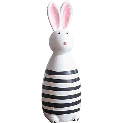 Statue Lapin De Pâques - Sculpture En Résine Avec Finition Bois - Décor De Table De Printemps - Pour Intérieur Et Cheminée - 1 Pièce (1/5)