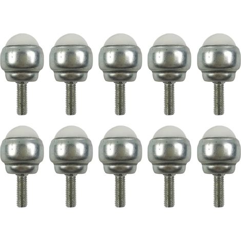 10 ruedas giratorias con rodamiento de bolas, de acero al carbono con vástago roscado M5, mini ruedas universales con rodamiento de bolas para muebles