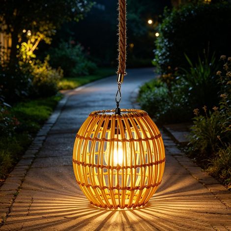 Lanterne Solaire Exterieur,Luminaire Suspension Solaire Rotin,Rotin Lampe Solaire Exterieur Decorative Jardin,Lampion Suspension Solaire Exterieur,pour Jardin Maison Pergola Garage Cabanon (1/5)