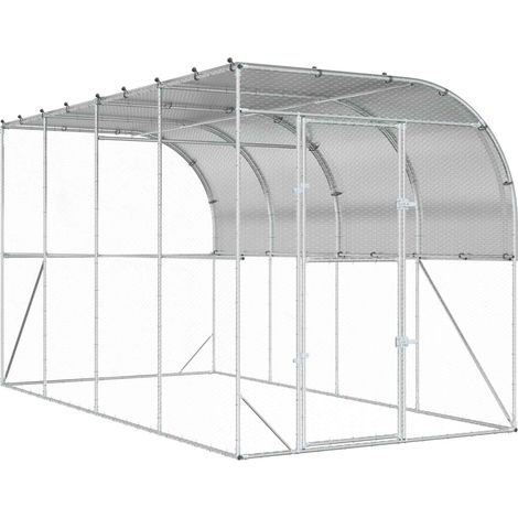 vidaXL Gallinero Contra Pared Plateado 600 x 150 x 215 cm (1/2)
