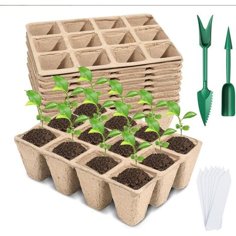 10 Pièces Pot semis, Pot de Culture, Godets pour semis de graines, avec 10 étiquettes pour Plantes Plastique (1/5)