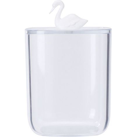 Boîte de Rangement pour Coton-Tige Transparente Multifonction avec Couvercle pour Salle de Bain Cygne Élégant (1/5)