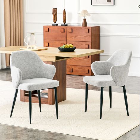 Chaises salle manger lot de 2 tissu gris clair OKMYHOME (1/5)
