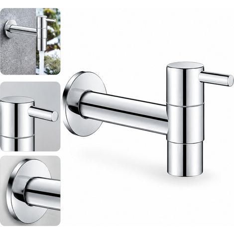 Robinet extérieur antigel en laiton épais, résistant au froid et anti-rupture, mousseur à jet doux anti-éclaboussures inclus, dimensions 13 x 7,4 cm, pour jardin, cour, terrasse et balcon (1/4)