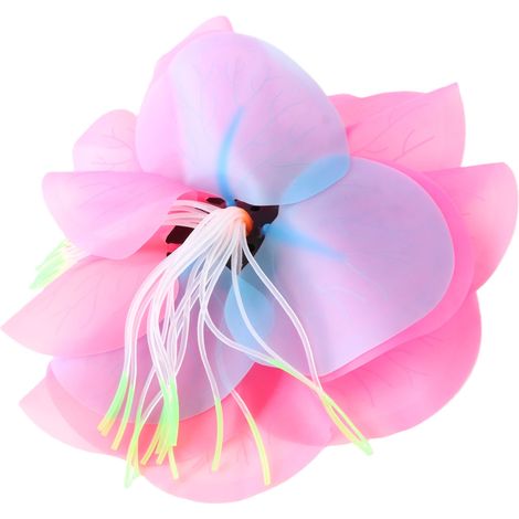 Décoration pour aquarium : plantes lotus phosphorescentes en silicone rose. (1/5)