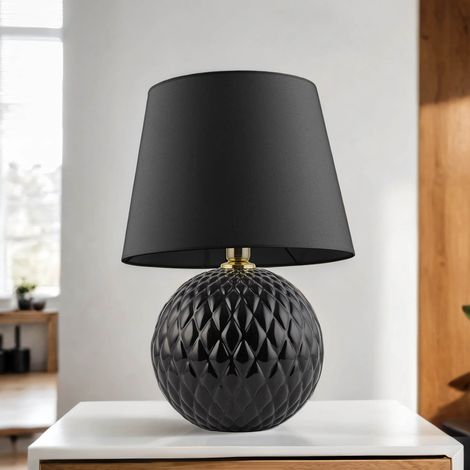 Lampe à poser Noir 60 cm de haut Verre Tissu E27 DOLORES