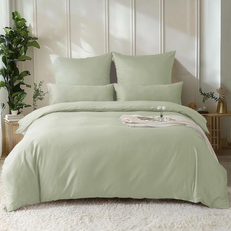 Satin Bettwäsche Set 155x220 cm, Baumwolle Kühlend, Apfelgrün, 2tlg.