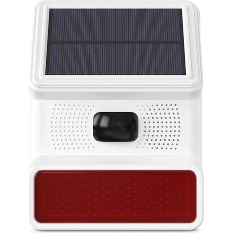 Solarbetriebene Alarmanlage – Sirene mit Licht – Heimüberwachung – Wasserdicht (IP65) – 100 Dezibel – Schwarz (1/5)