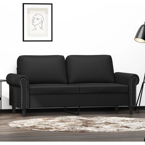 Canapé-Sofa à 2 places Noir 140 cm Similicuir 342881 (1/5)