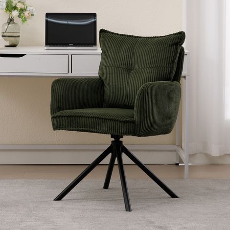 Wahson Scrivania Girevole per Studio in Velluto, Sedia Girevole 360°e Schienale Imbottiti Braccioli Integrati Ideale per Salotto scrivania toeletta, Verde