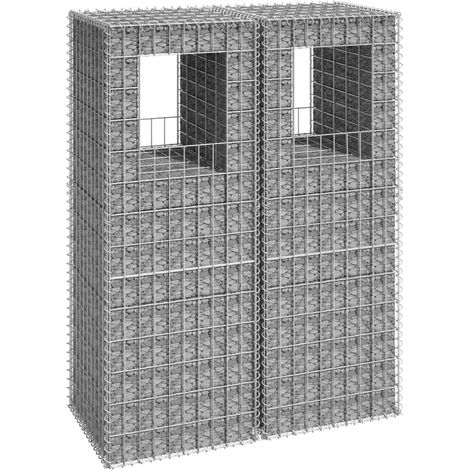 Poteaux à panier de gabion Gabion pour Pierres Clôtures de gabion 2 pcs 50x50x140 cm Fer KOL7960 (1/5)