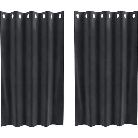 Rideaux occultants 2 pcs Gris foncé 140 x 140 cm Velours (1/5)