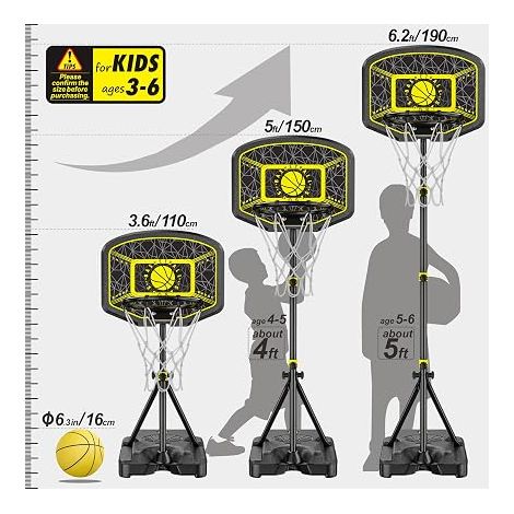 Basketball Hoop for Children, Adjustable Height 110-190 cm, Outdoor and Indoor Toys for Kids (1/4)