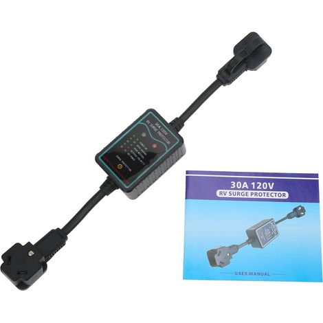 Protecteur de surtension RV 30A Noir avec analyseur de circuit pour camping-car, camion et yacht, 2100 joules, défenseur de puissance, protection électrique robuste pour remorque. (1/5)