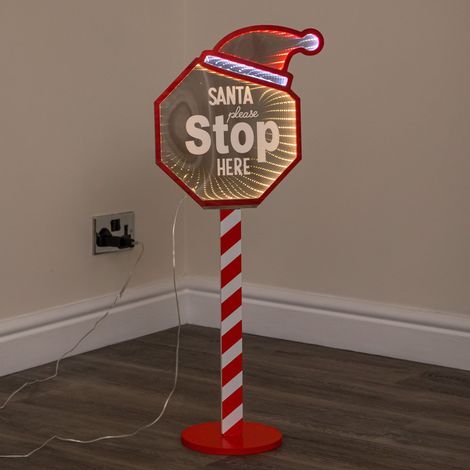 Light up Santa Stop Here Christmas Infinity Mirror Decoration with LEDs (1/5)