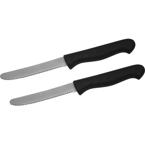 Set de 2 Couteaux à Petit-déjeuner Plastique/INOX Noir/Argent 20 cm