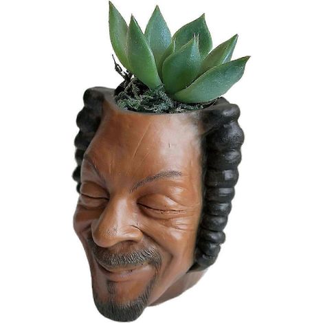Pot de fleurs en résine à motif de visage de célébrité (25-26 cm), pot de fleurs durable et léger pour une utilisation intérieure et extérieure, avec un design décoratif unique et des caractéristiques (1/4)