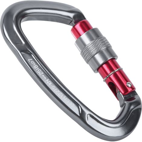 Mousqueton en alliage d'aluminium gris pour hamac, sac à dos et cadenas en D, idéal pour l'escalade. (1/5)