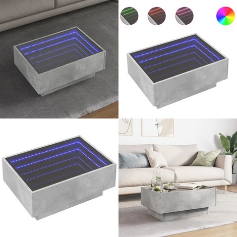 vidaXL LED-Couchtisch Betongrau 70x50x30 cm Holzwerkstoff (1/5)