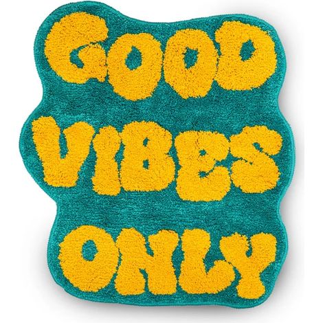 WD LifeStyle Tappeto Colorato e Vivace Decoro Good Vibes Only 60 x 64,8 Cm Giallo
