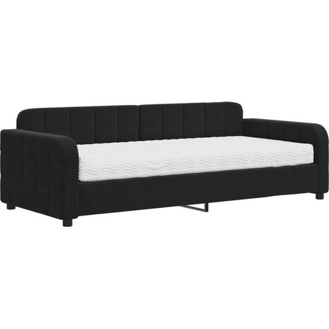 Maison Exclusive - Tagesbett mit Matratze Schwarz 90x200 cm Samt