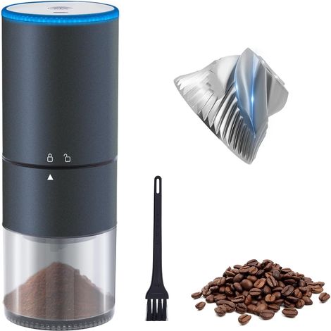 Moulin à café électrique, moulin à café rechargeable par USB, moulin à café électrique avec disques de broyage coniques et noyau de broyage en acier inoxydable (1/5)