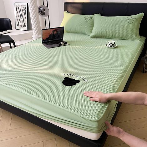 Protège-matelas rafraîchissant CYOUKEIS, drap-housse, été, surmatelas, sensation de fraîcheur, évacuation de l'humidité, lavable, une place, une place et demie (1/5)