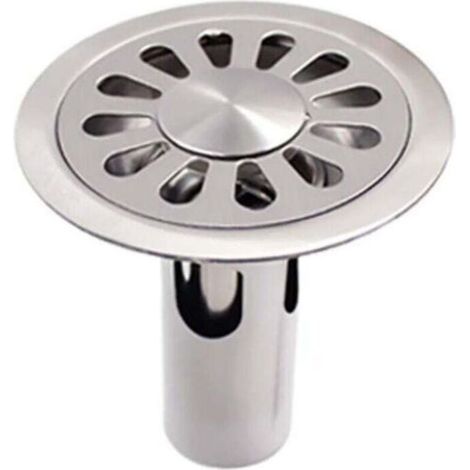 Desagüe redondo de acero inoxidable cepillado, apto para baños, cocinas, lavaderos y jardines.
