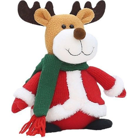 Ornement De Bureau De Noël - Poupée Tricotée Assise - Bonhomme De Neige Renne Pingouin Père Noël - Décoration Intérieure Fêtes - Lot De 4 (1/5)