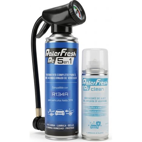 Gas Refrigerante Ralerfresh RC 5en1 500ml para sistemas con R134A con Manómetro y RcClean