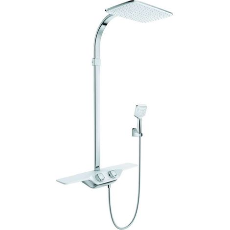 Kludi Cockpit - Conjunto de ducha Discovery con termostato, 40x26 cm, blanco/cromo 8020091-00 (1/2)