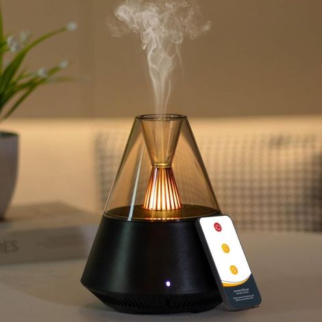 Diffuseur d'huiles essentielles électrique, diffuseur ultrasonique, avec télécommande, arrêt automatique, 7 lumières LED, 150 ml. (1/5)