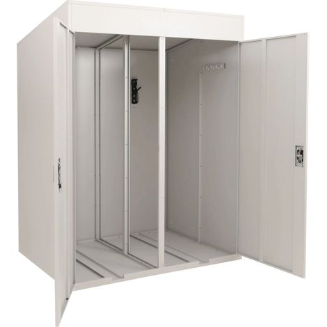 Garage à vélos pour 2 vélos abri vélo verrouillable en métal avec supports muraux 213x158x125 cm gris clair 040009044 (1/5)
