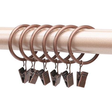 Set mit 10 Gardinenringen, Metall, abnehmbare Clips, Kupfer, Durchmesser 35 mm, für Wohnzimmer, Schlafzimmer, Hotel (1/5)