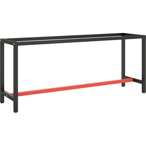 Werkbankgestell Mattschwarz und Mattrot 190x50x79 cm Metall vidaXL