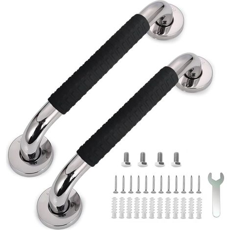Bardusch - Lot de 2 barre D'appui wc,30cm acier inoxydable barre de douche，main courante pour escalier,304 Poignée de Acier Inox，pour toilettes, salle de bain, rampe escalier (1/5)