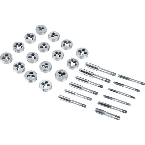 Ensemble de 40 pièces de tarauds et filières M3-M12 avec clés et jauges de filetage - Outils manuels robustes (1/5)