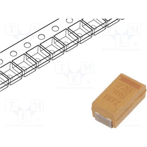 Condensateur 10x : Tantale 16 V CC 22 µF faible ESR Go : C 2312 ESR : 350 mΩ T494C226K016AT T