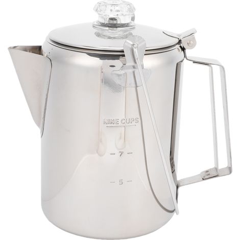 Cafetière Italienne Inox 9 Tasses Percolateur Camping Filtre Inclus Acier Inoxydable Résistant Chaleur pour Extérieur RV (1/5)