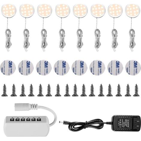 Lampe Sous Meuble LED Eclairage Sous Placard Vitrine Spot Encastrable 16W Placard Meuble Cabinet Cuisine Blanc Chaud 3000K (Lot de (1/5)