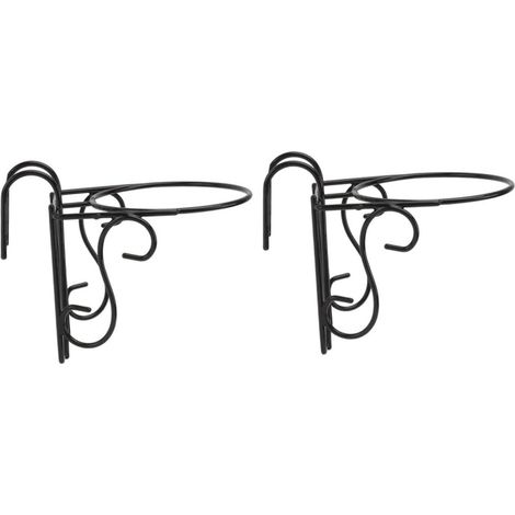 2 supports de jardinière suspendus en fer noir pour pots de fleurs (1/5)