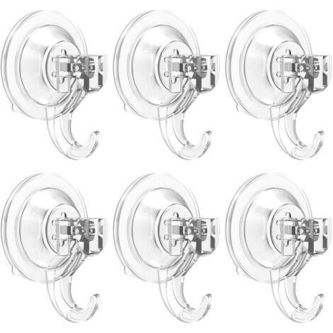 6 Pack Suction Cup Hooks for Shower, Bathroom, Kitchen, Window, Removable Plastic Hooks, Sturdy, Versatile, Suitable for Indoor and Towel Racks (1/5)