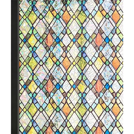 Fensterfolie – Sichtschutz – 3D-Regenbogeneffekt – 45 x 200 cm – geeignet für Wohnzimmer, Küche, Badezimmer – Ausführung A (1/5)