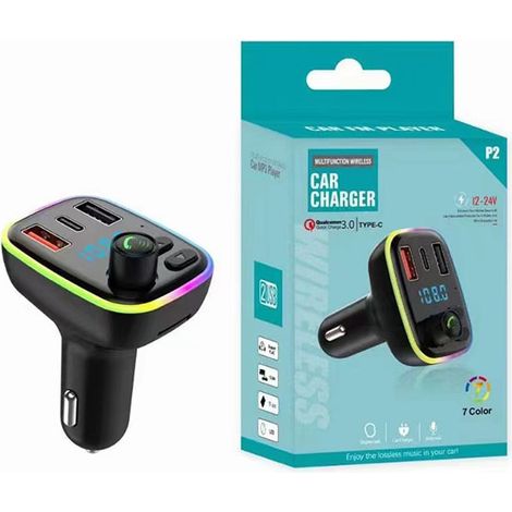 QC3.0 Car Bluetooth MP3 Hands-free Player Car FM Transmitter TYPE-C Bluetooth Dual USB Car Charger TF Card -- QC3.0 Color Box Package (1/3)